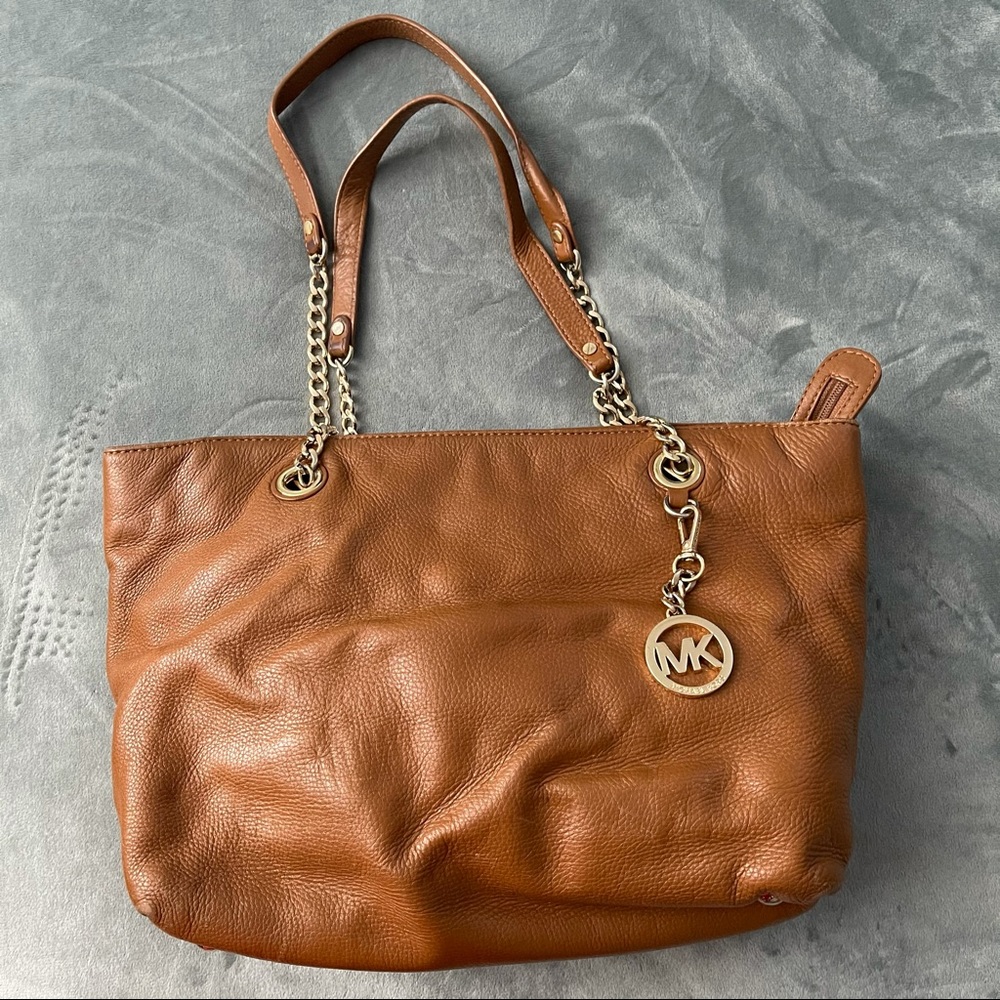 MK by Michael Kors Camel Leather Shoulder Bag